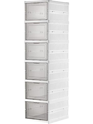 Die Grup Coverest 6 Katlı Katlanabilir Organizer, Çok Amaçlı Ayakkabılık, Taşınabilir Portatif, 25.5 x 34.5 x 105 cm (Beyaz)