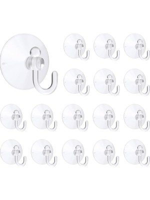 Die Grup 16’lı Şeffaf, Vantuzlu Kanca Seti, Güçlü Tutuşlu, Iz Bırakmayan Pvc Askı Aparatı, Işık Zinciri, LED Işık Ağı, Perde, Balon, Yılbaşı, Parti ve Etkinlik Dekorasyonu Için Pratik Kullanım (Küçük)