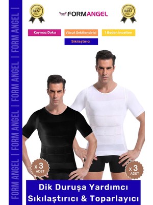 #erkekkorse Dik Duruş Vücut Bel Göğüs Toparlayıcı Göbek Sıkılaştırıcı Kısa Kol Korse Atlet 6'lı Set
