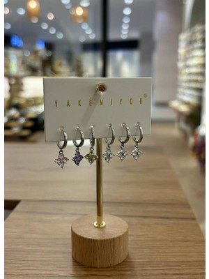 Yakemiyou Silver Renkli Yoncalar Altılı Küpe