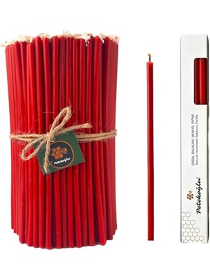 Die Grup Petekoğlu Balmumu Mum Dilek Mumu Doğal Petek Ince Uzun Parti Nişan Düğün Ritüel Doğum Günü Mum 15 Adet Beeswax Candle (Kırmızı)          [enerji Sınıfı A+++]