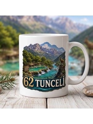 Ajans 313 62 Tunceli Temalı Baskılı Kupa Bardak – Munzur Gözeleri ve Dağ Keçisi Tasarımı