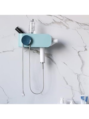 Die Grup Duvara Monte Edilebilir Saç Kurutma Makinesi Tutucu, Banyo Organizatörü, Mavi