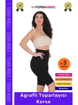 #korse Yüksek Bel Karın Mide Toparlayıcı Popo Sıkılaştırıcı Paçalı Kadın Agraflı Korse - 3 Adet