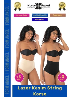 #korse Iz Yapmaz Göstermeyen Kaymaz Doku Toparlayıcı Sıkılaştıran Lazer Kesim String Korse 6'lı Set