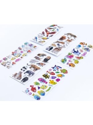 Die Grup 6 Adet Kabartmalı Yapışkan Sticker, Hayvanlar Alemi