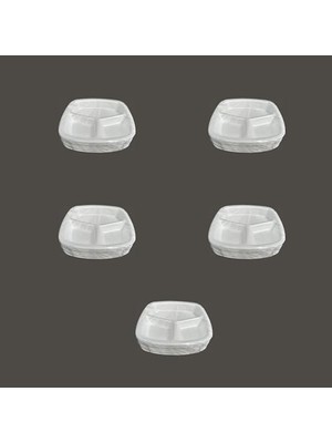 Die Grup Dağyüce Tek Kullanımlık Köpük 3 Bölmeli Tabldot Köpük Tabak - 23.5X25 Cm. - 10 Adetlik 5 Paket