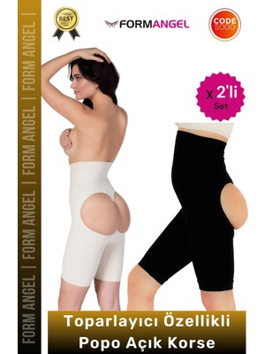 #korse Iz Göstermeyen Kaymaz Dikişsiz Vücut Şekillendiren Kalça Toparlayıcı Popo Açık Korse 2'li Set