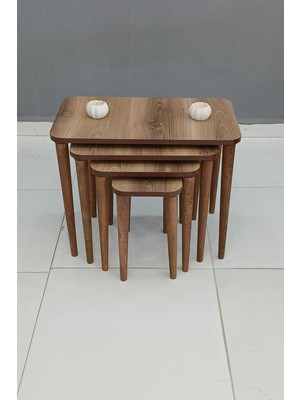 Deniss Home Ahşap Mdf Dörtlü Zigon Sehpa Ceviz
