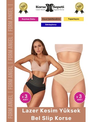 #korse Vücut Şekillendirici Karın Bel Toparlayıcı Lazer Kesim Yüksek Bel Slip Korse 6'lı Set