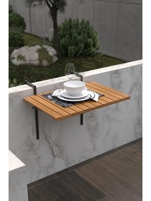 Die Grup Ahşap Katlanır Balkon Masası