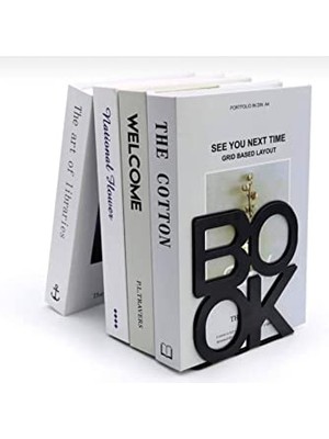 Die Grup Siyah Book Yazı Desenli Model Kitap Desteği – Dekoratif Estetik Kitap Tutucu 4’lü Set MK9S