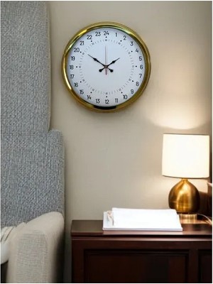 Vivense Gold Metal 24 Saat Göstergeli Özel Tasarım Duvar Saati 40 cm