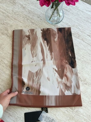 Vissona Medine Ipeği Batik Desenli Şal Bakır