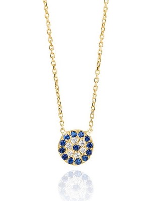 Emiliano Jewellery Zirkon Taşlı Altın Kaplama Göz Gümüş Kolye