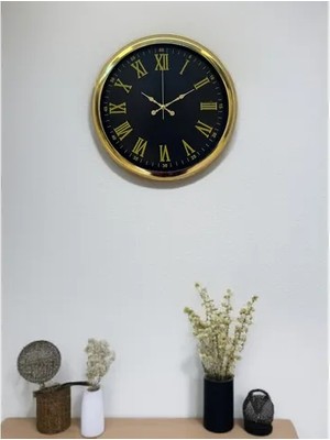 Vivense Noble Gold Black Metal Duvar Saati 40 cm
