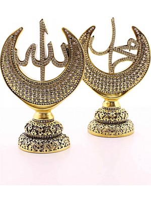 Marsilyan 2'li Gold Allah Muhammed Hilal Orta Boy Biblo 20CM