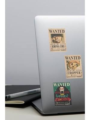 Die Grup One Piece Wanted Tasarımlı Düz Kesim Sticker Seti - 2,60 cm x 3,80 cm 20 Adet Sticker