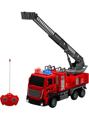 Die Grup Giffy/oyuncak Uzaktan Kumandalı Itfaiye Şarjlı Işıklı Full Fonksiyon Merdivenli Su Hortumlu Vinçli Model (Kırmızı Merdivenli)