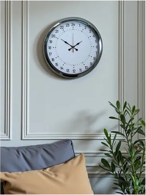 Vivense Krom Metal 24 Saat Göstergeli Özel Tasarım Duvar Saati 40 cm