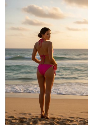 Marsilyan- Kadın Fuşya Yandan Bağlamalı Bikini Mayo Takımı