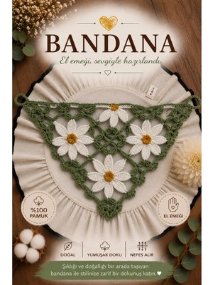 Bikaya Home El Yapımı Örgü Bandana | %100 Pamuk | Çok Amaçlı Bel Şalı | Yazlık & Hediyelik