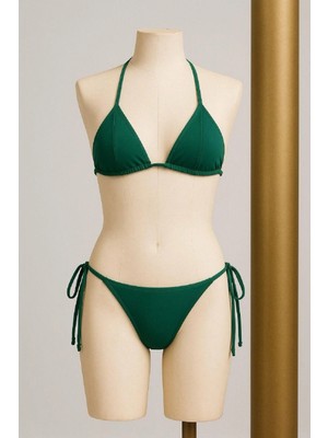 Marsilyan Kadın Yeşil Yandan ve Boyundan Bağlamalı Bikini Mayo Takımı