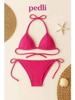 Marsilyan Kadın Fuşya Yandan Bağlamalı Bikini Mayo Takımı