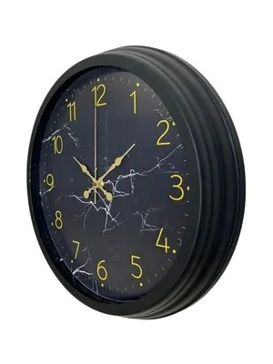 Vivense Siyah Mermer Desenli Metal Duvar Saati 40 cm