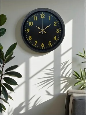 Vivense Siyah Standart Metal Dekoratif Duvar Saati 40 cm