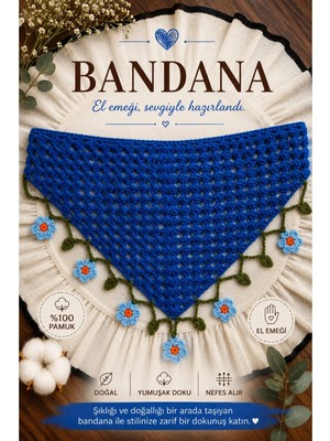 Bikaya Home El Yapımı Örgü Bandana | %100 Pamuk | Çok Amaçlı Bel Şalı | Yazlık & Hediyelik