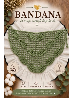 Bikaya Home El Yapımı Örgü Bandana | %100 Pamuk | Çok Amaçlı Bel Şalı | Yazlık & Hediyelik