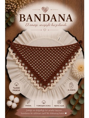 Bikaya Home El Yapımı Örgü Bandana | %100 Pamuk | Çok Amaçlı Bel Şalı | Yazlık & Hediyelik