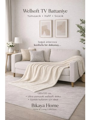 Bikaya Home Wellsoft 130X170 cm Tv Battaniyesi | Yumuşak Dokulu | Hafif ve Sıcak Tutan | Koltuk & Kanepe Örtüsü
