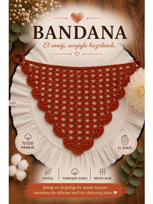Bikaya Home El Yapımı Örgü Bandana | %100 Pamuk | Çok Amaçlı Bel Şalı | Yazlık & Hediyelik
