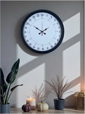 Vivense Siyah Metal 24 Saat Göstergeli Özel Tasarım Duvar Saati 40 cm