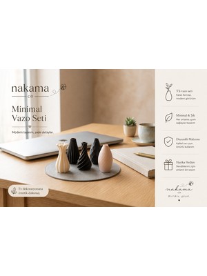 Nakama-Co Mini Dekoratif Vazo Seti – Balkon & Ev Dekorasyonu Için Mini Vazolar (5’li)