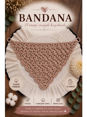 Bikaya Home El Yapımı Örgü Bandana | %100 Pamuk | Çok Amaçlı Bel Şalı | Yazlık & Hediyelik