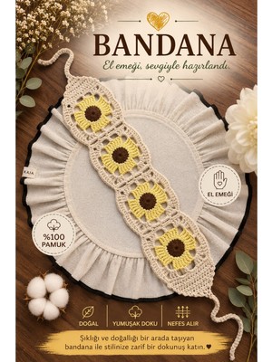 Bikaya Home El Yapımı Örgü Bandana | %100 Pamuk | Çok Amaçlı Bel Şalı | Yazlık & Hediyelik
