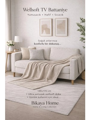 Bikaya Home Wellsoft 130X170 cm Tv Battaniyesi | Yumuşak Dokulu | Hafif ve Sıcak Tutan | Koltuk & Kanepe Örtüsü