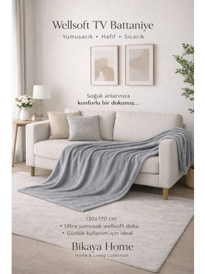 Bikaya Home Wellsoft 130X170 cm Tv Battaniyesi | Yumuşak Dokulu | Hafif ve Sıcak Tutan | Koltuk & Kanepe Örtüsü
