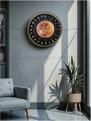Vivense Eskitme Metal 24 Saat Göstergeli Özel Tasarım Duvar Saati 40 cm