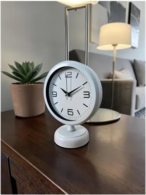 Vivense Premium Beyaz Metal Masa Saati 25X20 cm
