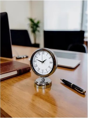 Vivense Sılver Classic Aura Metal Krom Masa Saati 25X20 cm