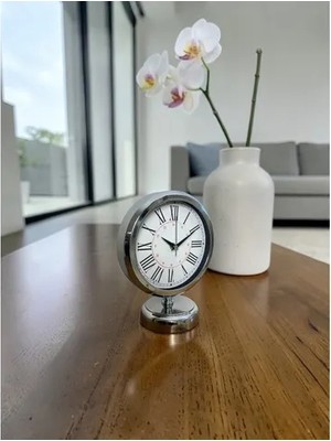 Vivense Royal Krom Roma Rakamlı Metal Masa Saati 25X20 cm