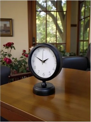Vivense Pure Black Metal Modern Masa Saati 25X20 cm