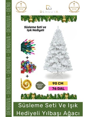 #noelpaketi Lüks Dekoratif Kaliteli Plastik Ayaklı Sık Yapraklı Yeşil Canlı Yeni Yıl Noel Paketi 90 cm 76 Dal