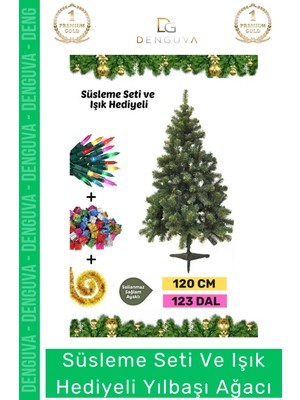 #noelpaketi Lüks Sık Yapraklı Yeşil Çam Ağacı Kaliteli Yılbaşı Dekorasyon Noel Paketi 120 cm 123 Dal