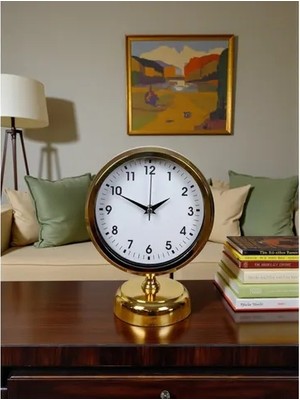 Vivense Elegance Gold Metal Masa Saati 25X20 cm