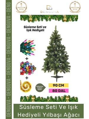 #noelpaketi Kaliteli Sık Yapraklı Yeşil Yılbaşı Çam Ağacı Dekoratif Yeni Yıl Noel Paketi 90 cm 80 Dal
